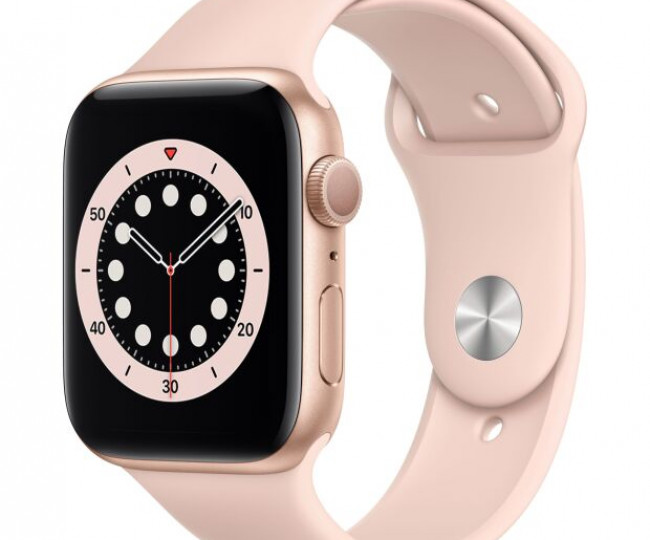 Apple Watch Series 6 44mm Gold Aluminum Case with Pink Sand Sport Band (M00E3)